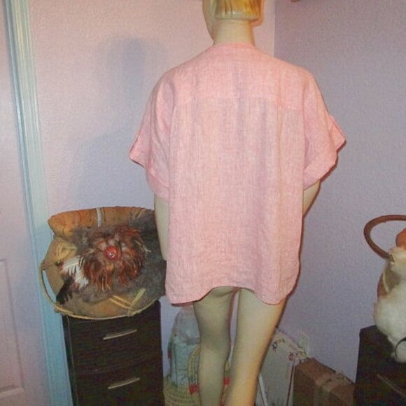 NEW Lafayette 148 LINEN Sublime Justice Size 14 BLOUSE Top BUTTON UP Tunic CLAY - Picture 8 of 11
